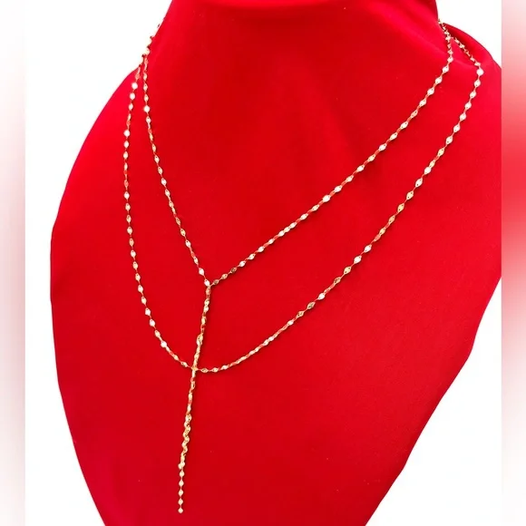 LANA Blake 14K Yellow Gold Lariat Necklace - Picture 3 of 4